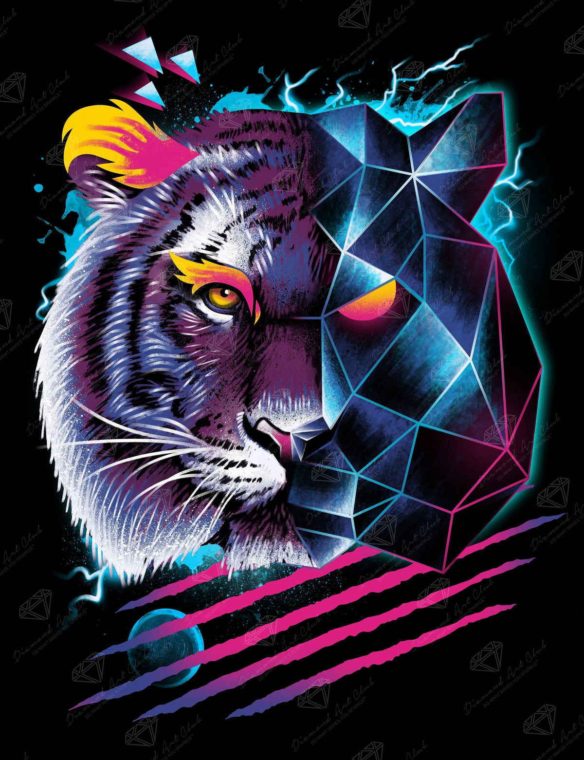 Diamond Painting Rad Tiger 17" x 22″ (43cm x 56cm) / Round with 31 Colors including 5 ABs / 30,445