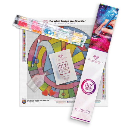 Diamond Painting Rainbow Dove Peace Circle 17" x 17″ (41cm x 41cm) / Round with 30 Colors including 4 ABs / 23,104