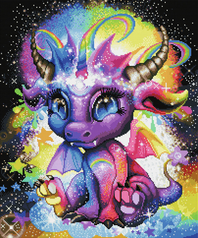Diamond Painting Rainbow Lil DragonZ 20" x 24″ (51cm x 61cm) / Square with 48 Colors including 2 ABs / 48,884