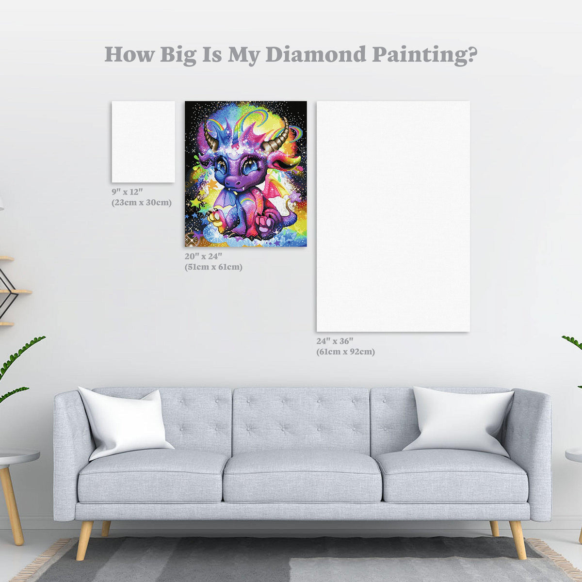 Diamond Painting Rainbow Lil DragonZ 20" x 24″ (51cm x 61cm) / Square with 48 Colors including 2 ABs / 48,884