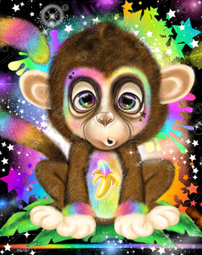 Diamond Painting Rainbow Lil Monkey 20" x 25″ (51cm x 64cm) / Square with 66 Colors including 4 ABs / 50,853