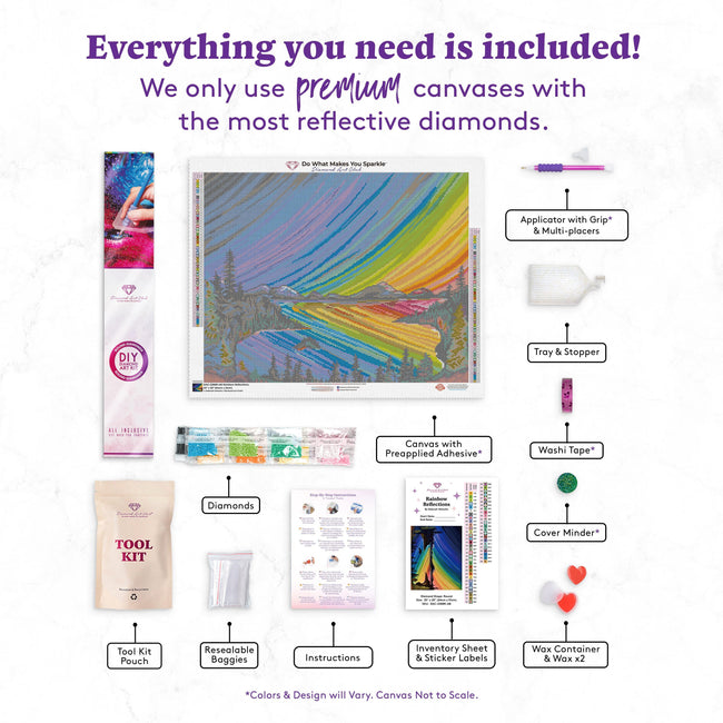 Diamond Painting Rainbow Reflections 25" x 20″ (64cm x 51cm) / Round with 55 Colors including 6 ABs / 41,268