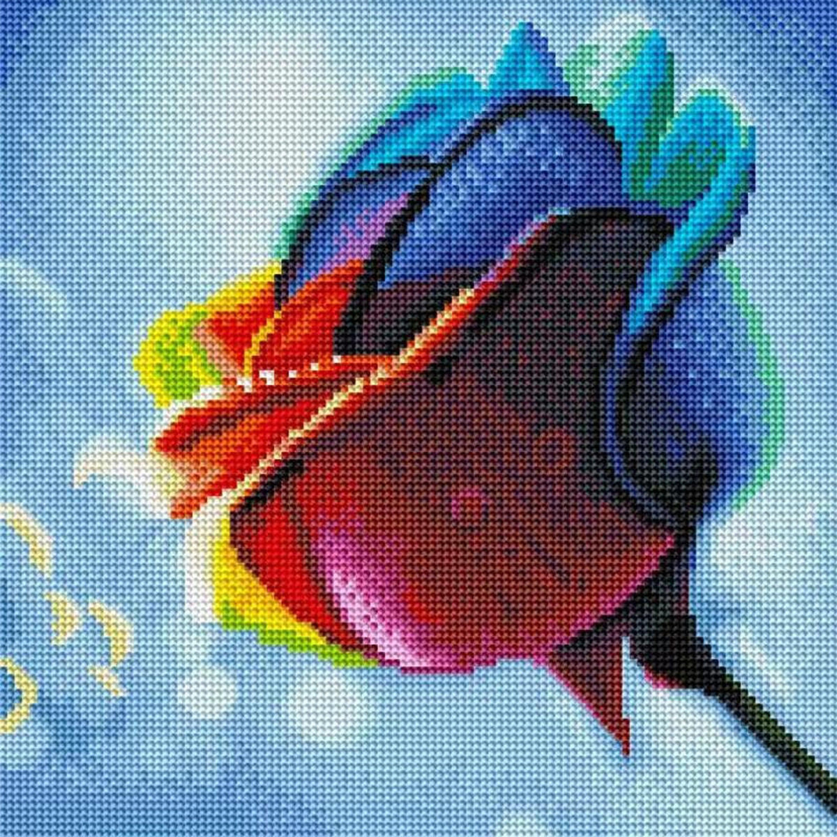 Diamond Painting Rainbow Rose Round With Aurora Borealis Accents / 12.6″ x 12.6″ (32cm x 32cm)