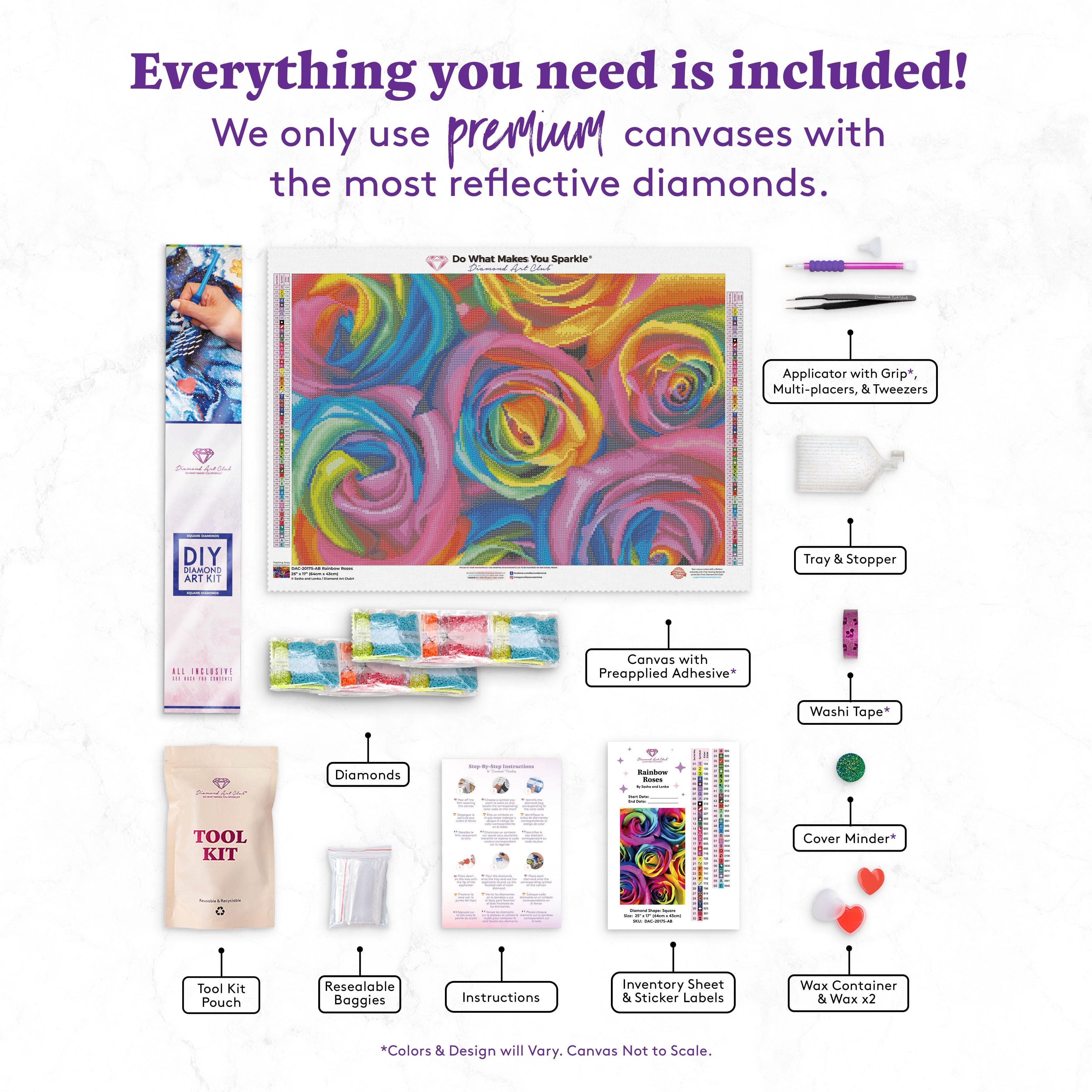 Diamond Art Club 32 x 22 Rainbow Roses Diamond Painting Kit