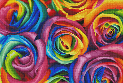 Diamond Painting Rainbow Roses 25" x 17" (64cm x 43cm) / Square With 60 Colors Including 4 ABs / 43,010
