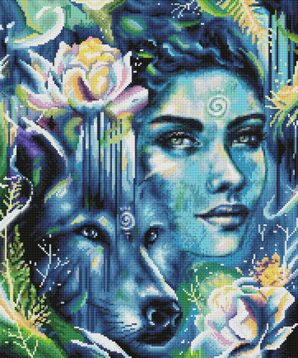 Diamond Painting Raised By Wolves 20" x 24" (50.7cm x 60.8cm) / Round with 78 Colors including 3 ABs and 1 Fairy Dust Diamonds / 39,277