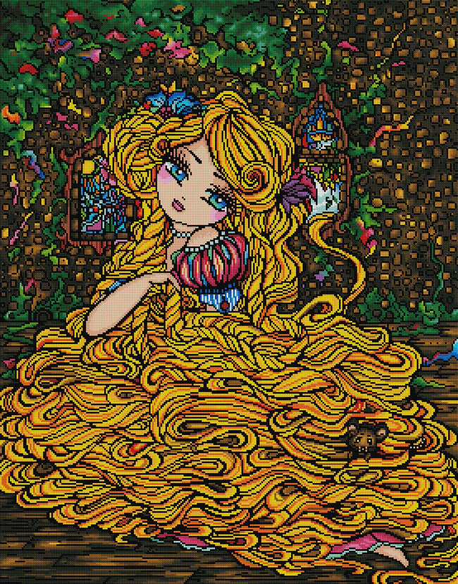 Diamond Painting Rapunzel 27.6" x 35.0″ (70cm x 89cm) / Square with 45 Colors including 3 ABs / 97,781