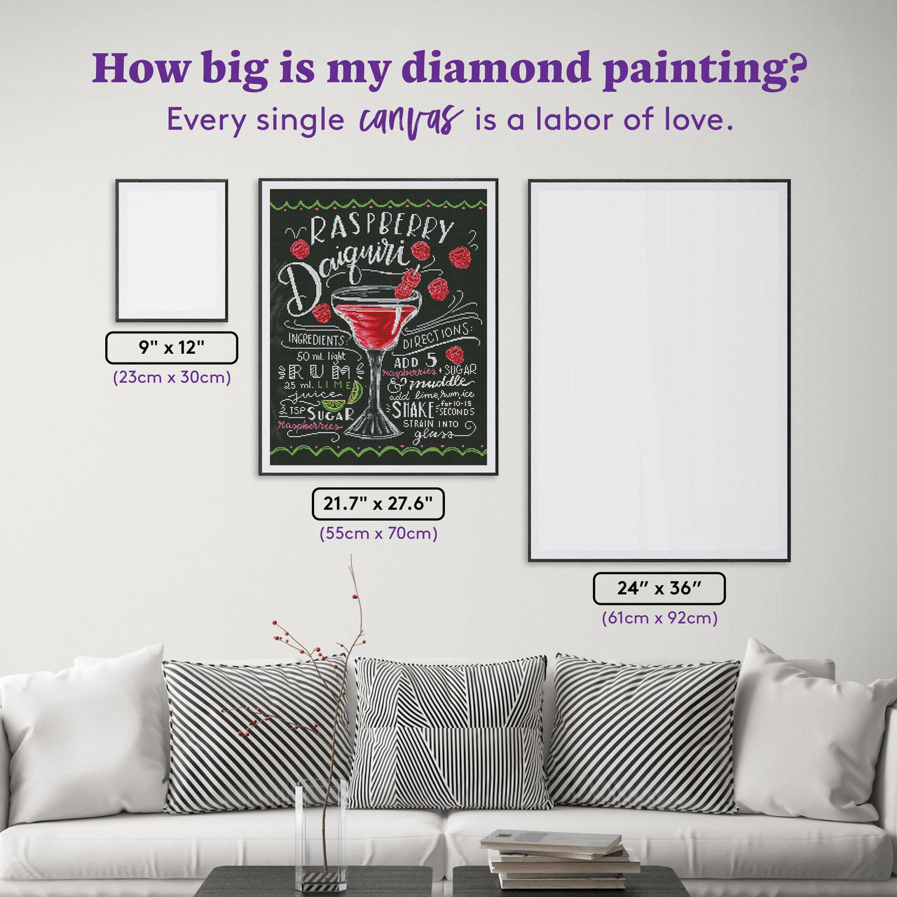 Diamond Painting Raspberry Daiquiri 21.7" x 27.6" (55cm x 70cm) / Square With 21 Colors Including 1 AB / 59,400