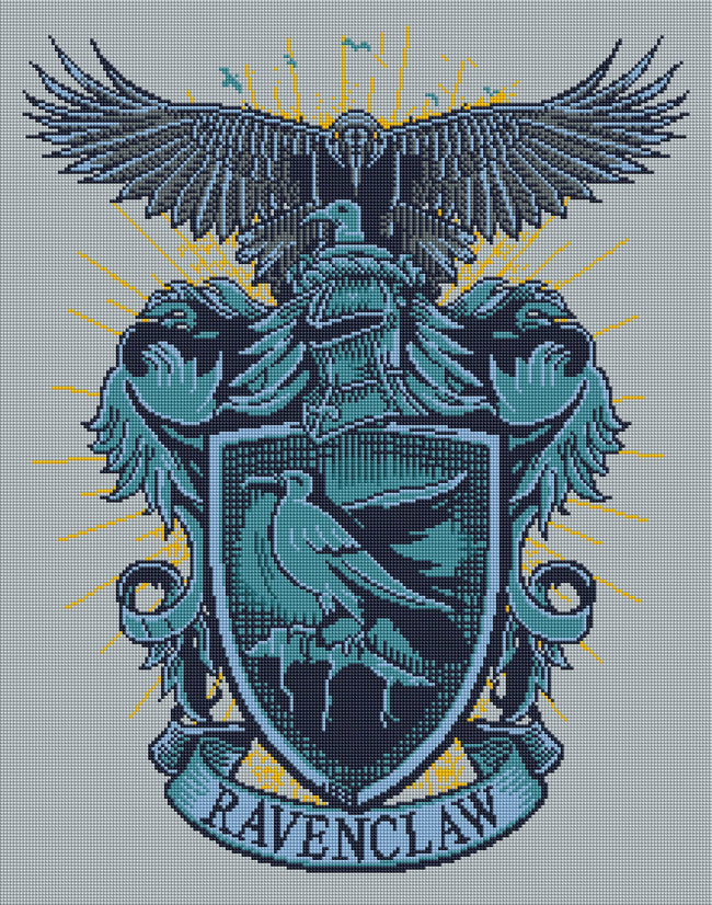 Diamond Painting Ravenclaw™ Crest - Tomes & Scrolls 22" x 28″ (56cm x 71cm) / Square With 8 Colors Including 1 AB / 62,101
