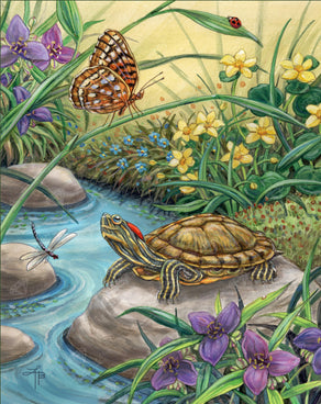 Diamond Painting Red Eared Slider 20" x 25" (50.7cm x 63.9cm) / Round with 50 Colors including 4 ABs / 41,268