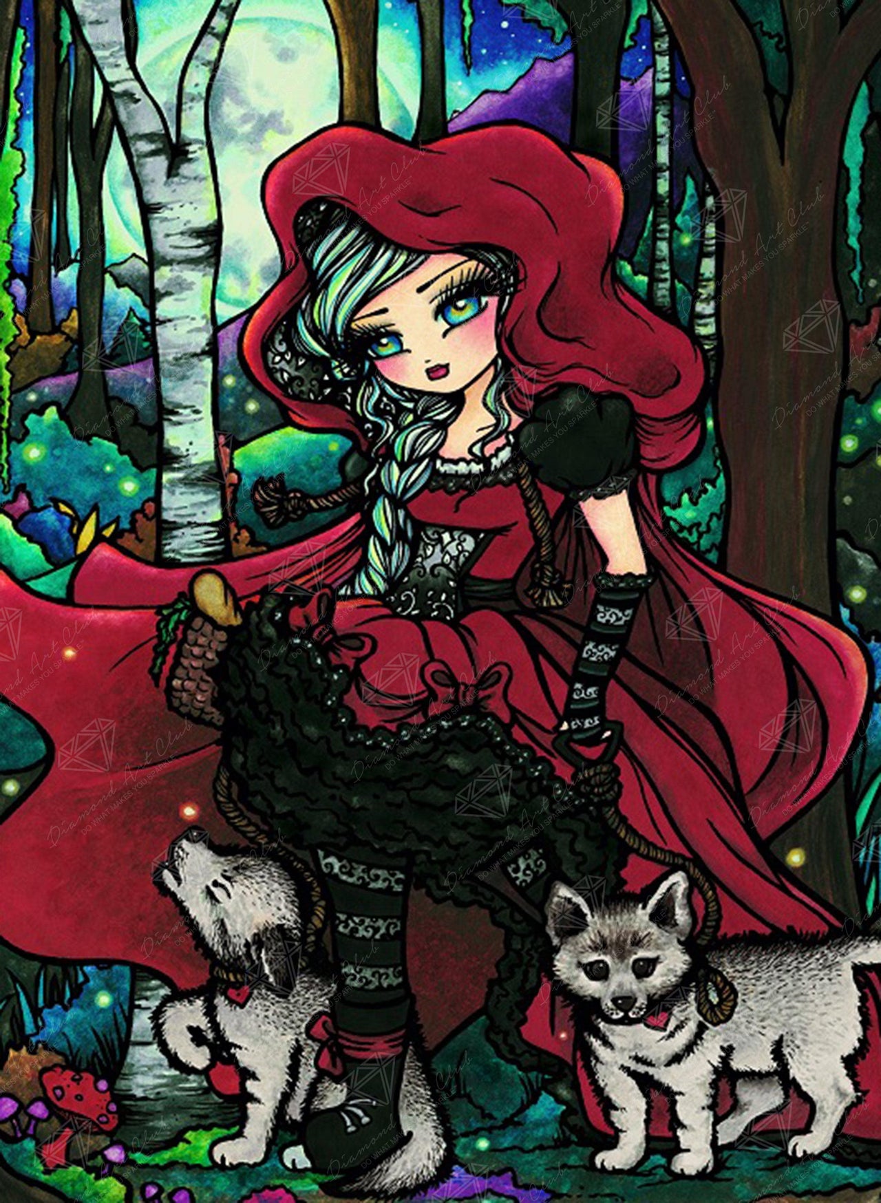 Diamond Painting Red Riding Hood 22" x 30″ (56cm x 76cm) / Round with 42 Colors Including 2 ABs