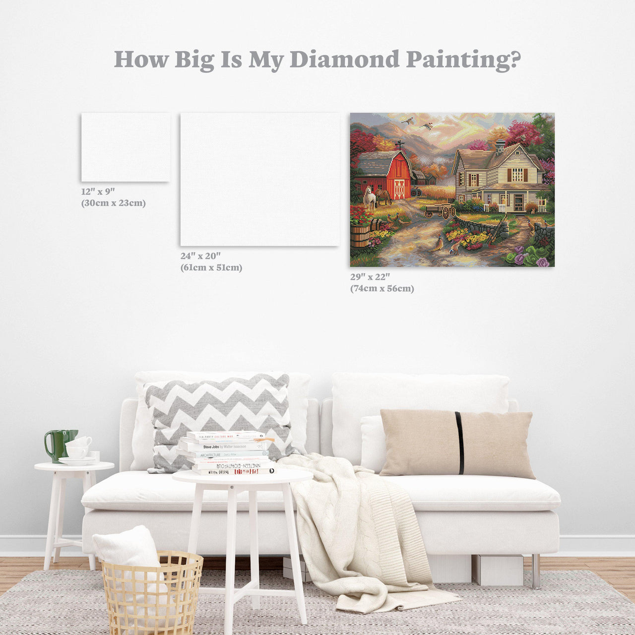 Diamond Painting Relaxing on the Farm 29" x 22″ (74cm x 56cm) / Round with 64 Colors including 4 ABs / 52,536