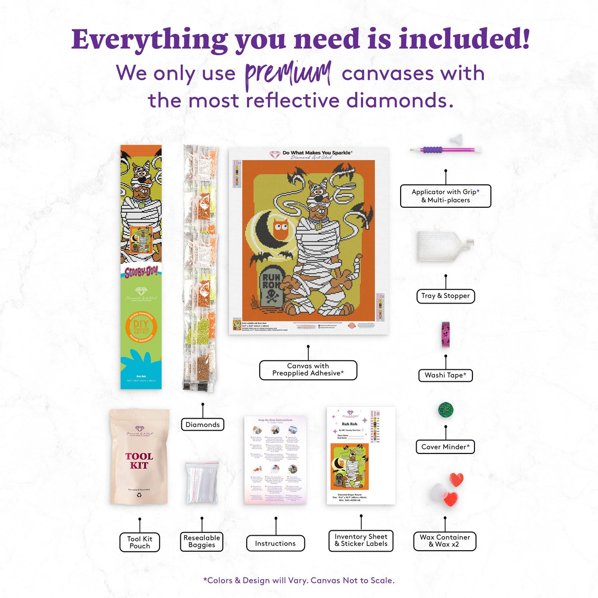 Diamond Painting Ruh Roh™ 15.6" x 18.9" (40cm x 48cm) / Round with 10 Colors including 1 AB / 24,111