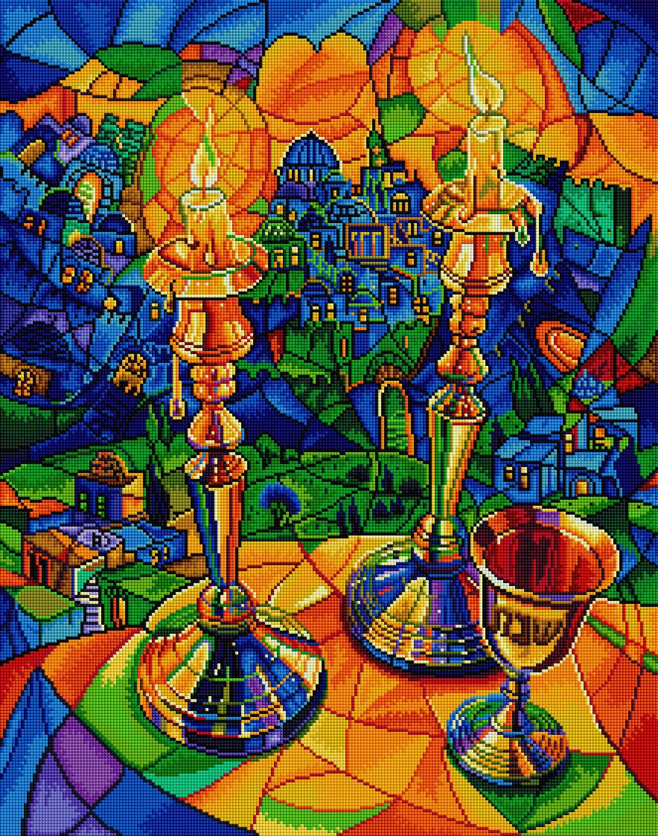 Diamond Painting Sabbath in Jerusalem 22" x 28" (56cm x 71cm) / Square With 43 Colors Including 3 ABs / 62,101