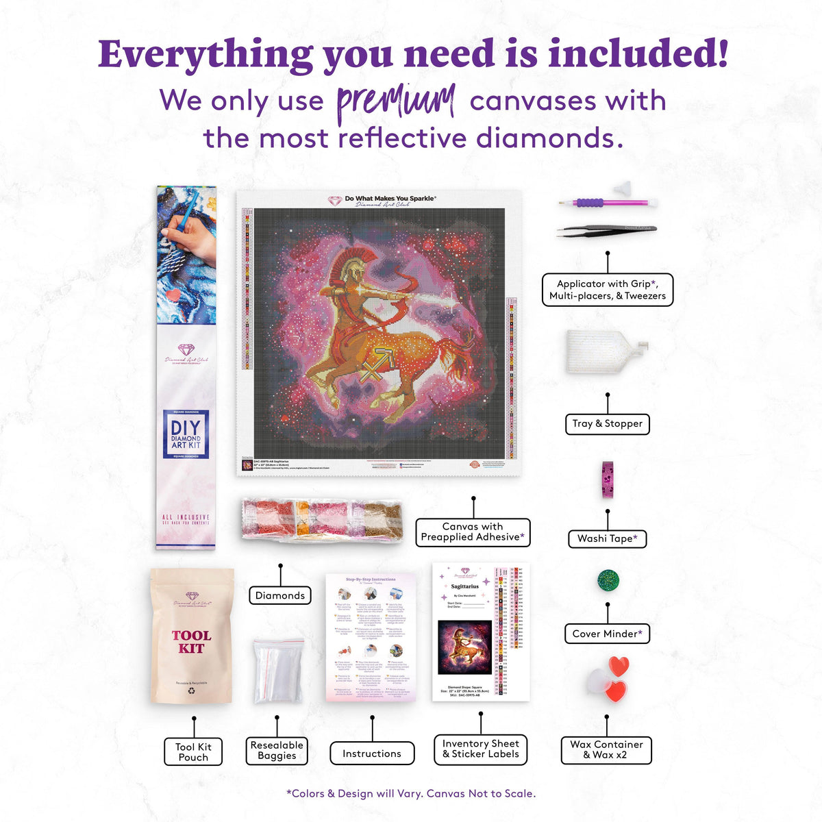 Diamond Painting Sagittarius 22" x 22" (55.8cm x 55.8cm) / Square with 54 Colors including 3 ABs / 50,176