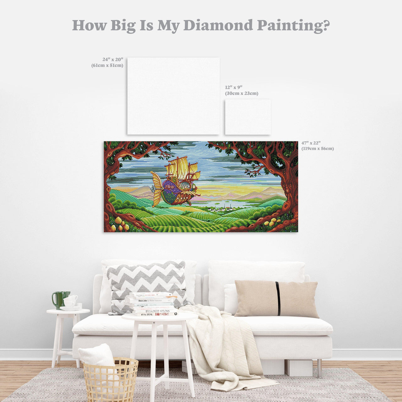 Diamond Painting Sail Away 47" x 22″ (119cm x 56cm) / Round with 51 Colors including 4 ABs / 84,376
