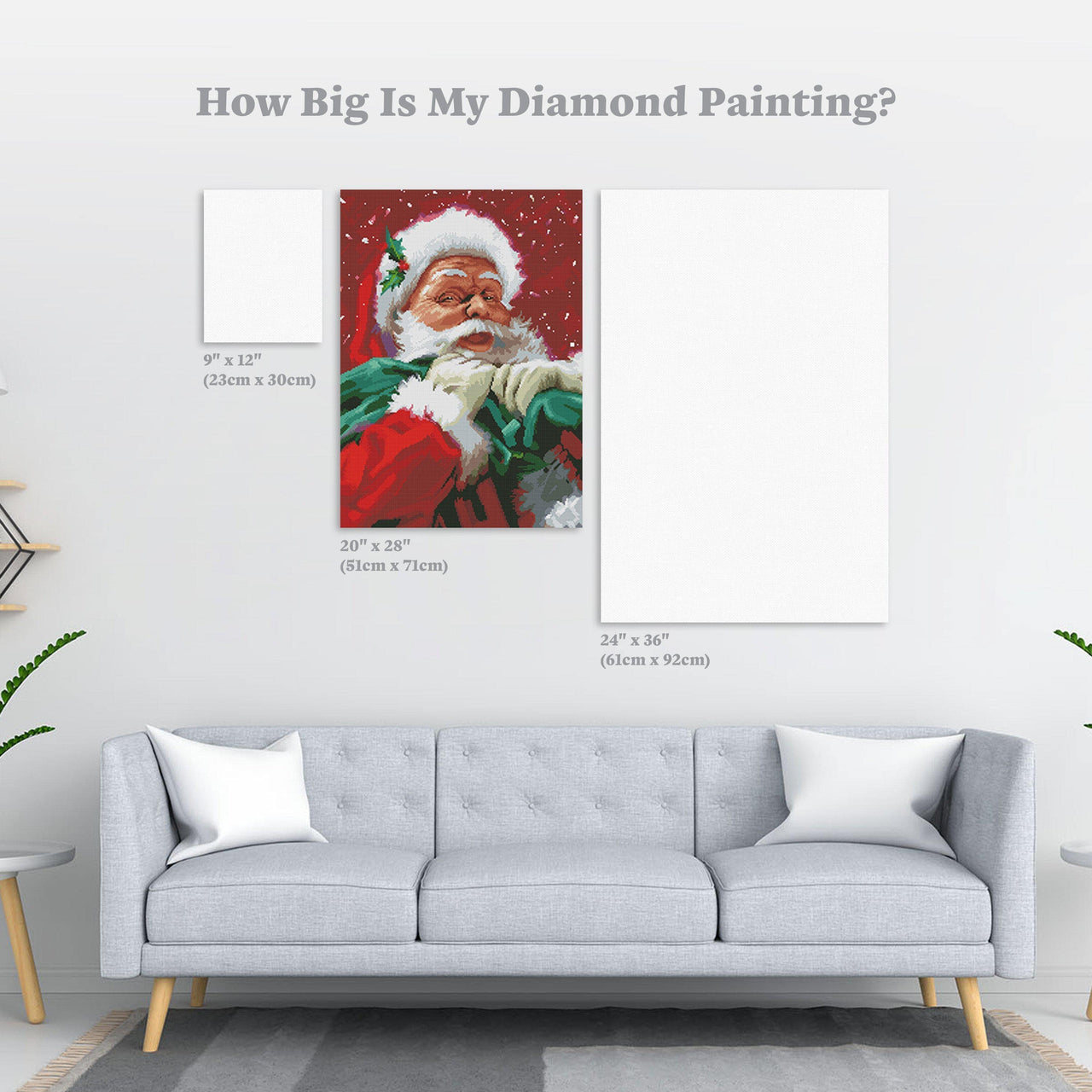 Diamond Painting Santa Face 20" x 28″ (51cm x 71cm) / Round With 40 Colors Including 1 AB / 45,362