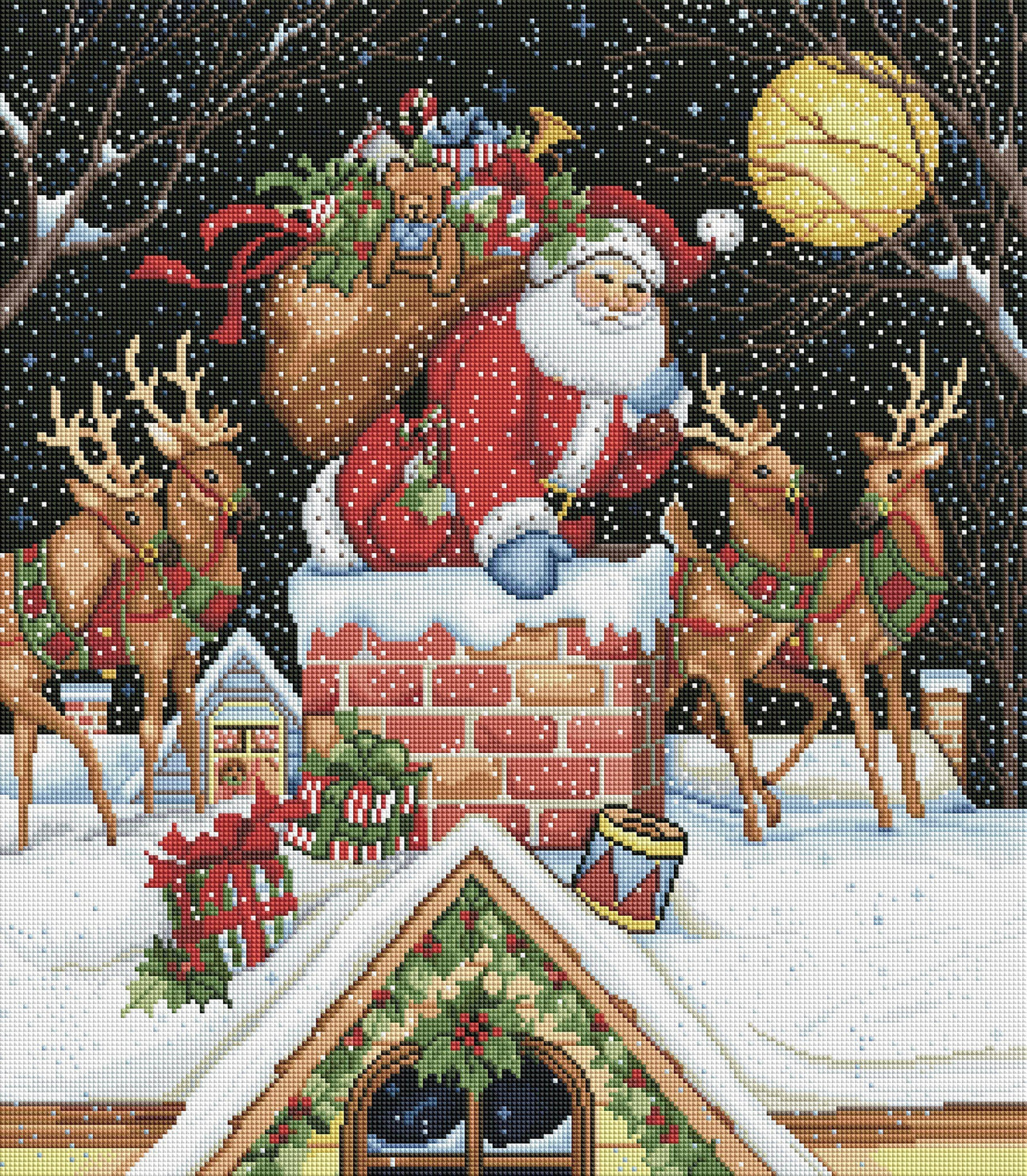 Diamond Painting Santa In Chimney 22" x 25″ (58cm x 64cm) / Square with 49 Colors including 4 ABs