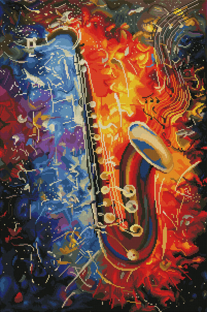 Diamond Painting Saxophone 20" x 30″ (51cm x 76cm) / Square with 52 Colors including 2 ABs / 60,704