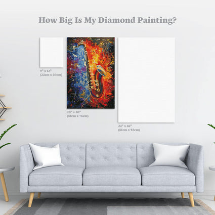 Diamond Painting Saxophone 20" x 30″ (51cm x 76cm) / Square with 52 Colors including 2 ABs
