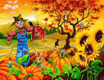 Diamond Painting Scarecrow and Friends 35.4" x 27.6″ (90cm x 70cm) / Square with 61 Colors including 4 ABs / 98,889