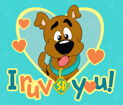Diamond Painting Scooby-Doo™ I Ruv You  - Holiday Market 15" x 13" (38cm x 33cm) / Round with 16 Colors including 1 AB / 15,912