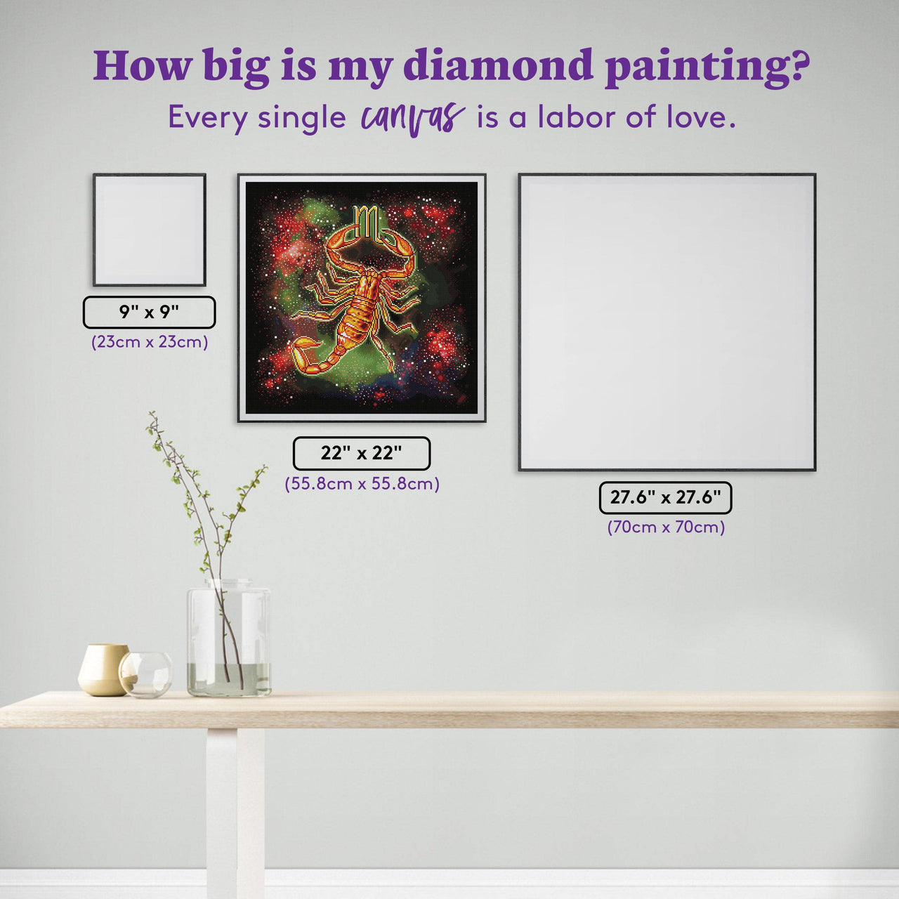 Diamond Painting Scorpio 22" x 22" (55.8cm x 55.8cm) / Square with 54 Colors including 2 ABs and 1 Special Diamonds / 49,916
