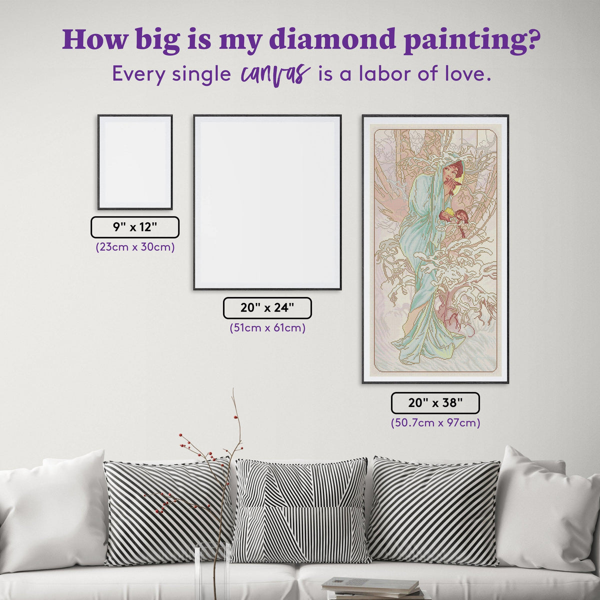 Diamond Painting Seasons (Winter 1896) 20" x 38" (50.7cm x 97cm) / Round with 32 Colors including 2 ABs / 62,626