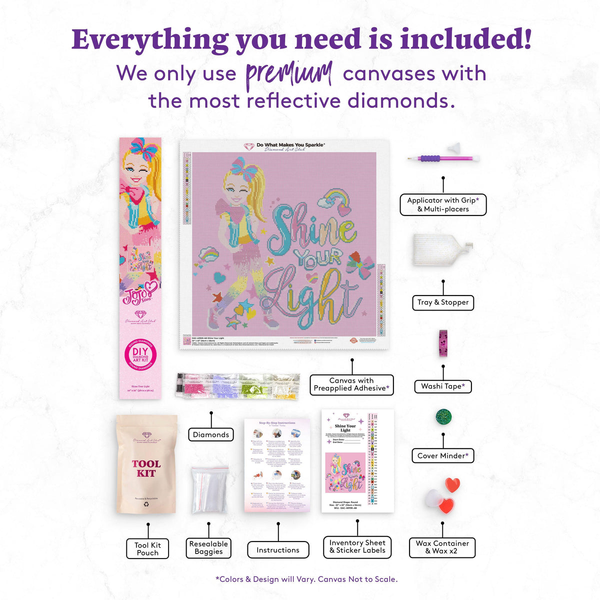 Diamond Painting Shine Your Light 22" x 22″ (56cm x 56cm) / Round with 31 Colors including 4 ABs / 39,601