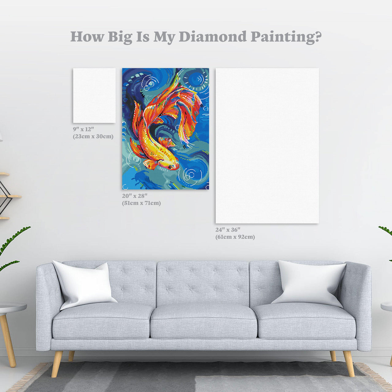 Diamond Painting Siamese Fighting Fish 20" x 28″ (51cm x 71cm) / Round with 37 Colors including 3 ABs