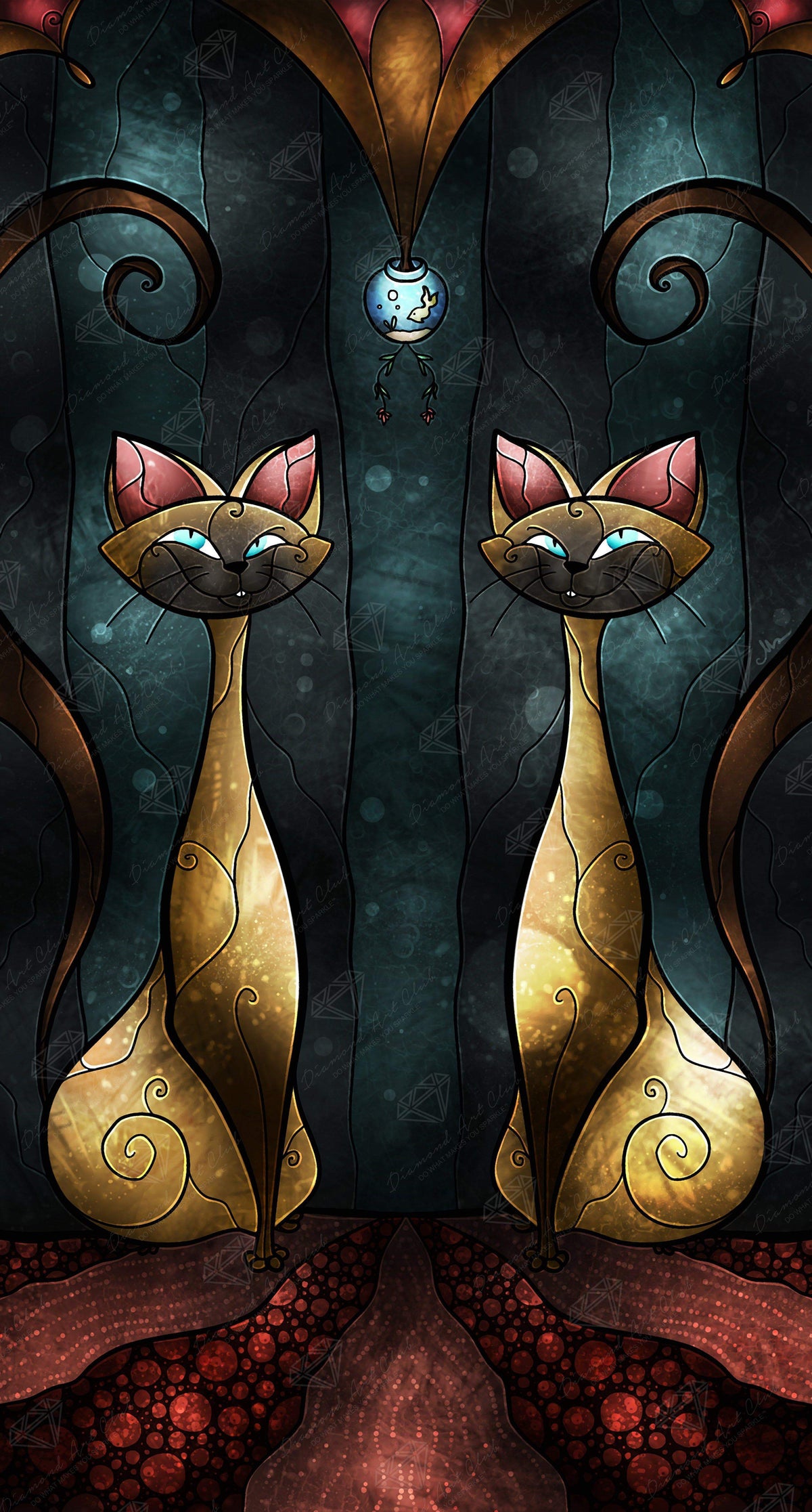 Diamond Painting Siamese Tease 21.7" x 40.2" (55cm x 102cm) / Round With 36 Colors including 1 AB / 70,034