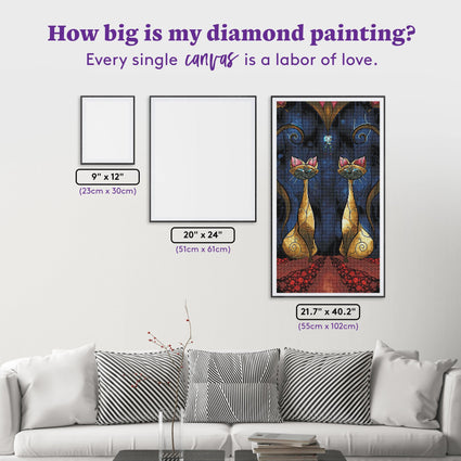 Diamond Painting Siamese Tease 21.7" x 40.2" (55cm x 102cm) / Round With 36 Colors including 1 AB / 70,034