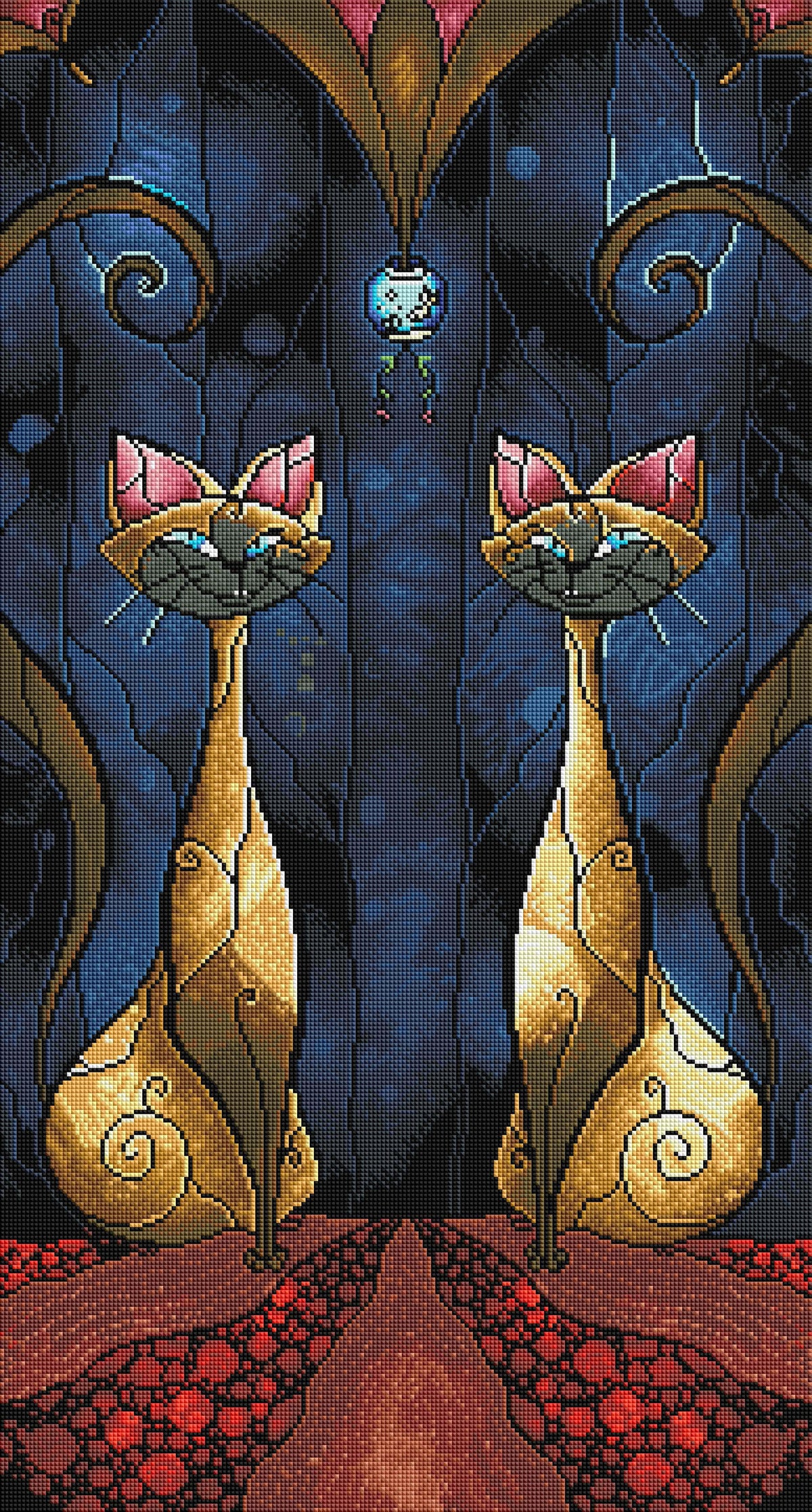 Diamond Painting Siamese Tease 21.7" x 40.2" (55cm x 102cm) / Round With 36 Colors including 1 AB / 70,034