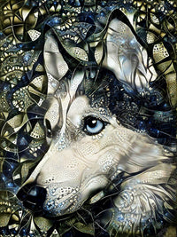 Diamond Painting Silver Husky Dog 25.6" x 34.3" (65cm x 87cm) / Square with 29 Colors including 2 ABs / 91,089