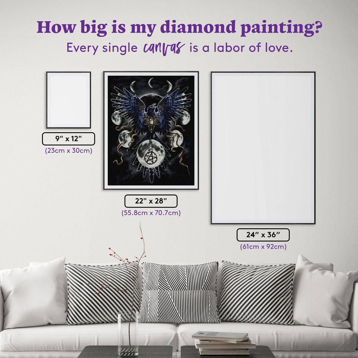 Diamond Painting Sinister Wings 22" x 28" (55.8cm x 70.7cm) / Square with 37 colors including 3 ABs and 1 Electro Diamonds / 63,616