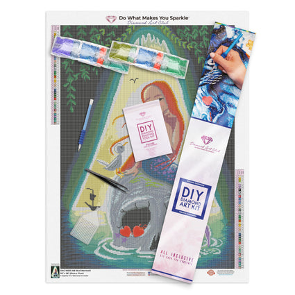 Diamond Painting Skull Mermaid 20" x 28″ (51cm x 71cm) / Square with 42 Colors including 4 ABs / 56,481