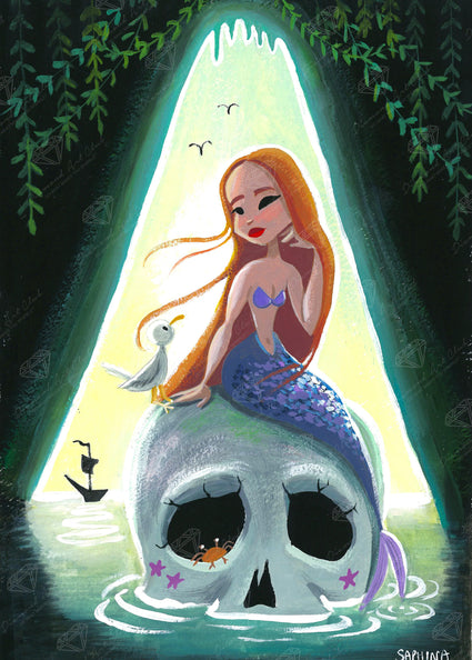 Diamond Painting Skull Mermaid 20" x 28″ (51cm x 71cm) / Square with 42 Colors including 4 ABs / 56,481