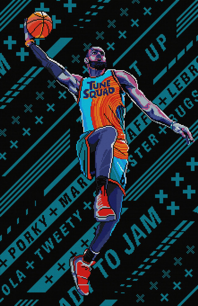 Diamond Painting Slam Dunk LeBron 22" x 34″ (56cm x 86cm) / Square With 18 Colors Including 4 ABs / 75,140