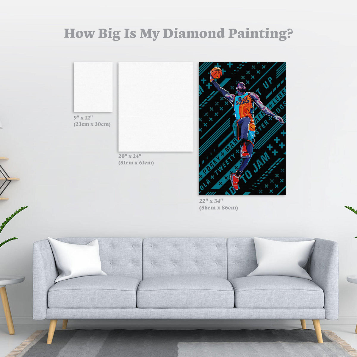 Diamond Painting Slam Dunk LeBron 22" x 34″ (56cm x 86cm) / Square With 18 Colors Including 4 ABs / 75,140