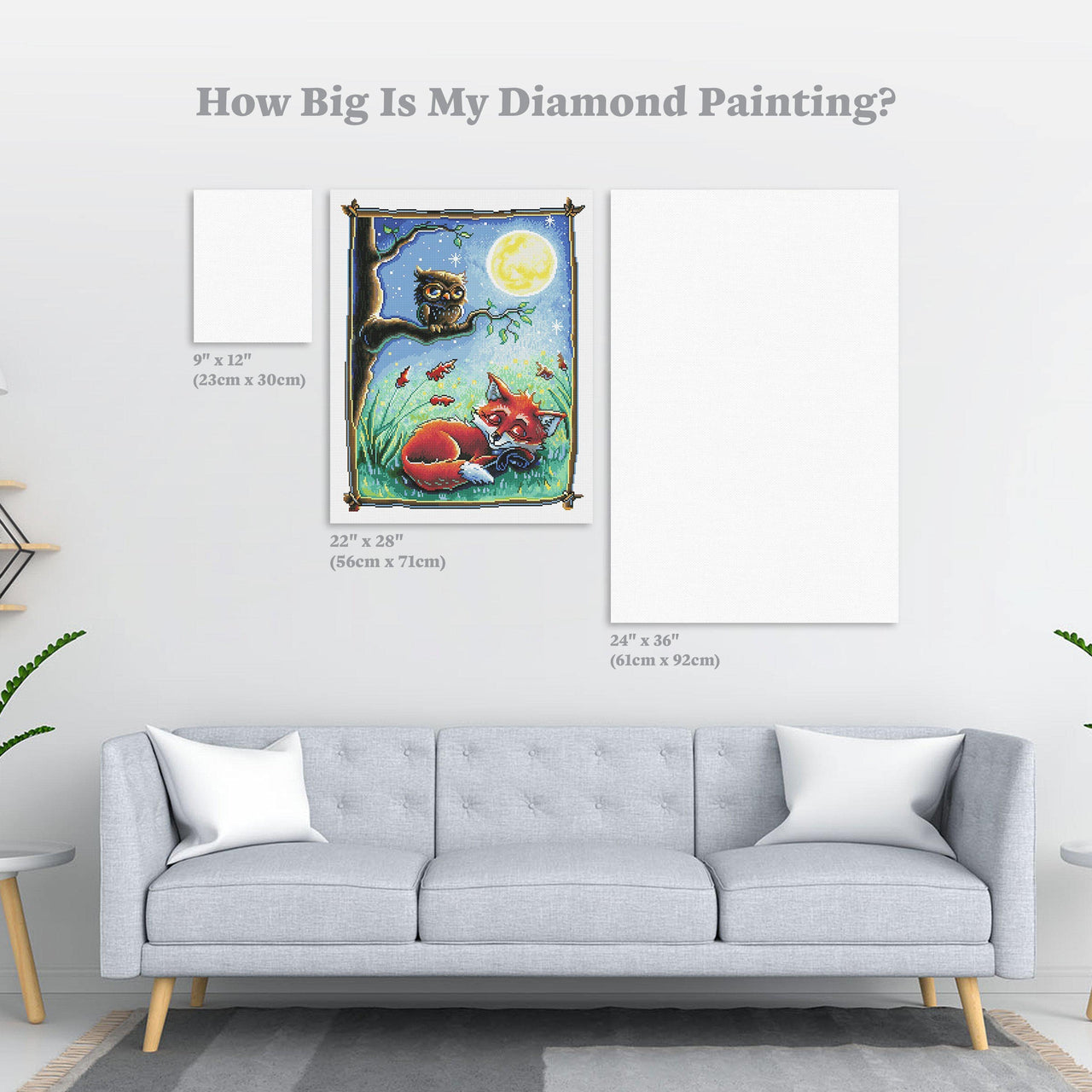 Diamond Painting Sleeping Fox 22" x 28″ (56cm x 71cm) / Round with 47 Colors including 2 ABs / 49,896