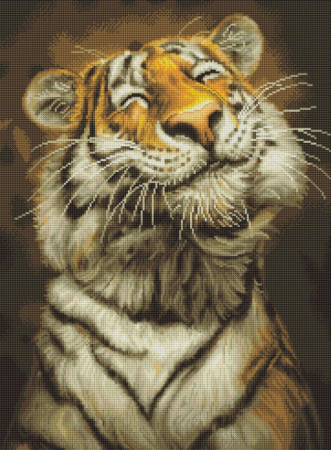 Diamond Painting Smiling Tiger 20" x 27" (50.7cm x 69cm) / Round with 37 Colors including 2 ABs / 44,526