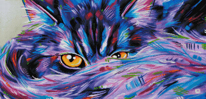 Diamond Painting Sneaky Cat 20.5" x 42.1" (52cm x 107cm) / Square with 40 Colors Including 3 ABs / 85880
