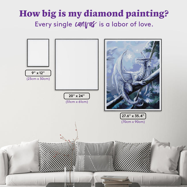 Diamond Painting Snow Dragon 27.6" x 35.4" (70cm x 90cm) / Square with 43 Colors and 1 AB / 101,441
