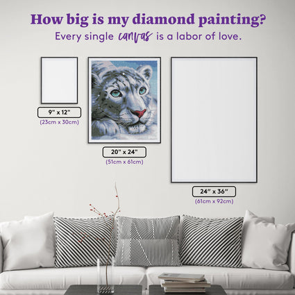 Diamond Painting Snow Leopard 20" x 24" (51cm x 61cm) / Round with 25 Colors including 2 ABs / 39,277