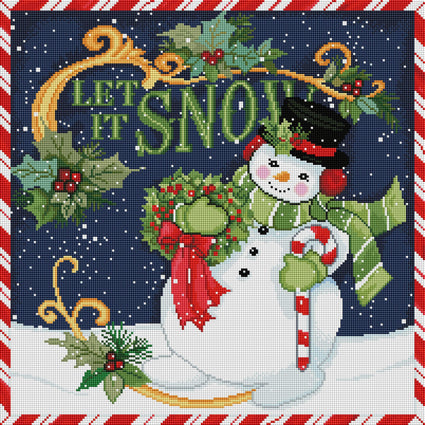 Diamond Painting Snowman (Let It Snow) 20" x 20″ (51cm x 51cm) / Square with 35 Colors including 4 ABs / 40,401