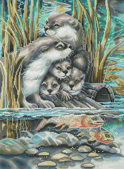 Diamond Painting So Happy We Have Each Otter 20" x 27" (50.7cm x 69cm) / Round With 58 Colors Including 2 ABs and 1 Iridescent Diamonds and 1 Fairy Dust Diamonds / 44,526