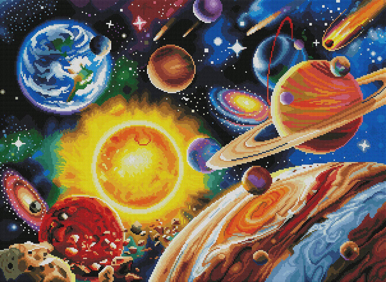 Diamond Painting Solar System 30" x 22″ (76cm x 56cm) / Square with 62 Colors including 2 ABs / 66,742
