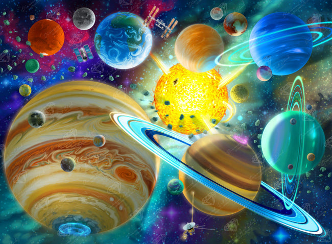 Diamond Painting Solar System 30" x 22" (76cm x 56cm) / Square with 61 Colors including 4 ABs / 67,569