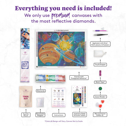 Diamond Painting Solar System 30" x 22" (76cm x 56cm) / Square with 61 Colors including 4 ABs / 67,569