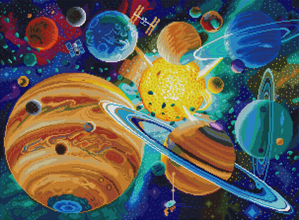 Diamond Painting Solar System 30" x 22" (76cm x 56cm) / Square with 61 Colors including 4 ABs / 67,569